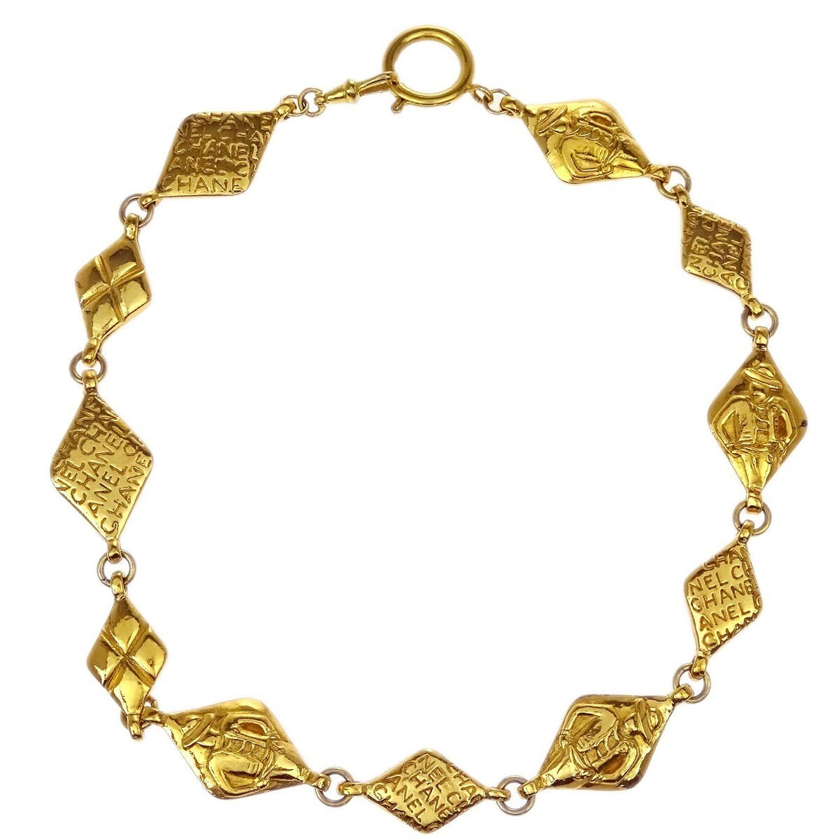 Chanel Mademoiselle Pendant Necklace Gold-Plated Gold Gold_Plated Necklace Jewelry (Pre-Owned)