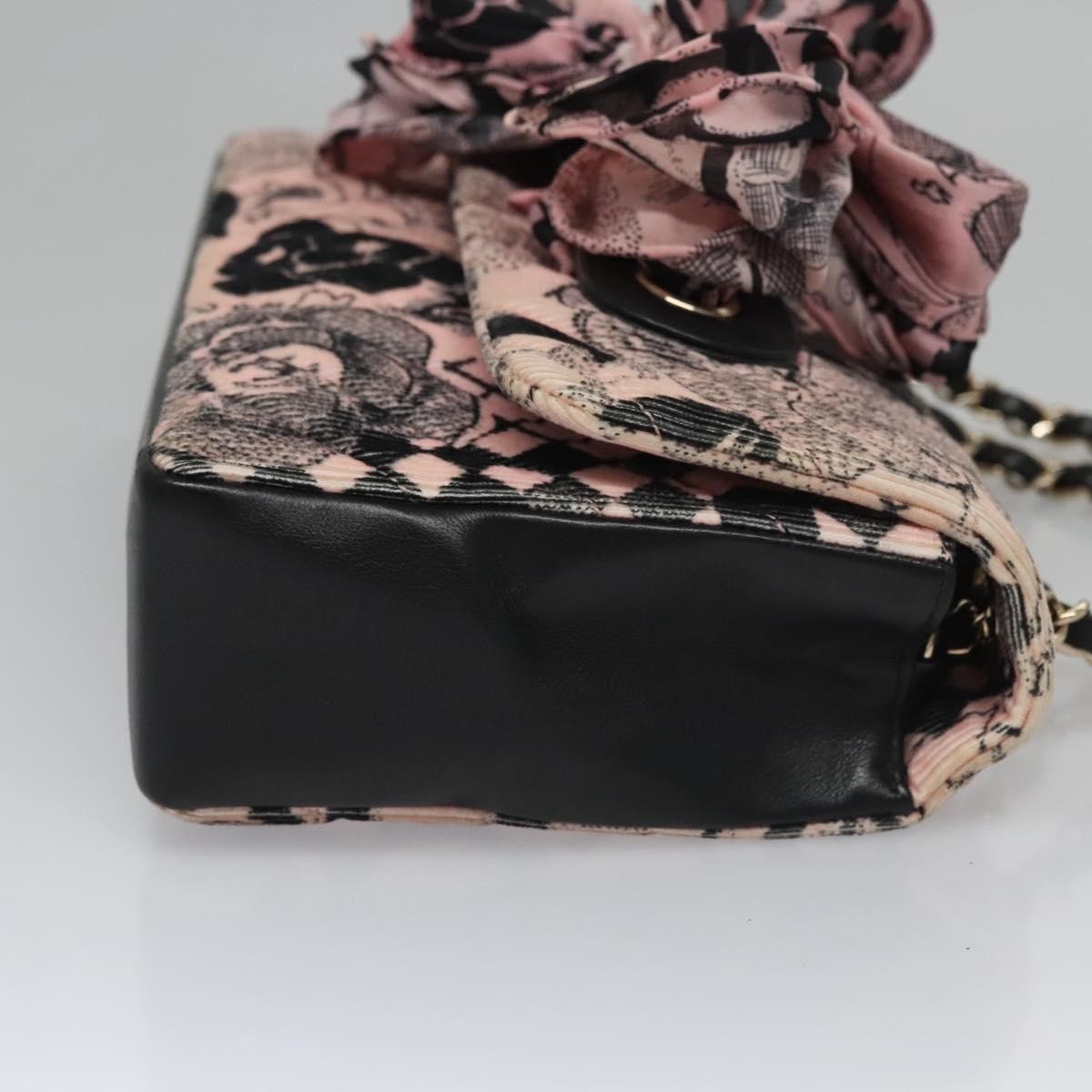 Chanel Flap Shoulder Bag Canvas Pink Cotton Shoulder Bag Bag (Pre-Owned)