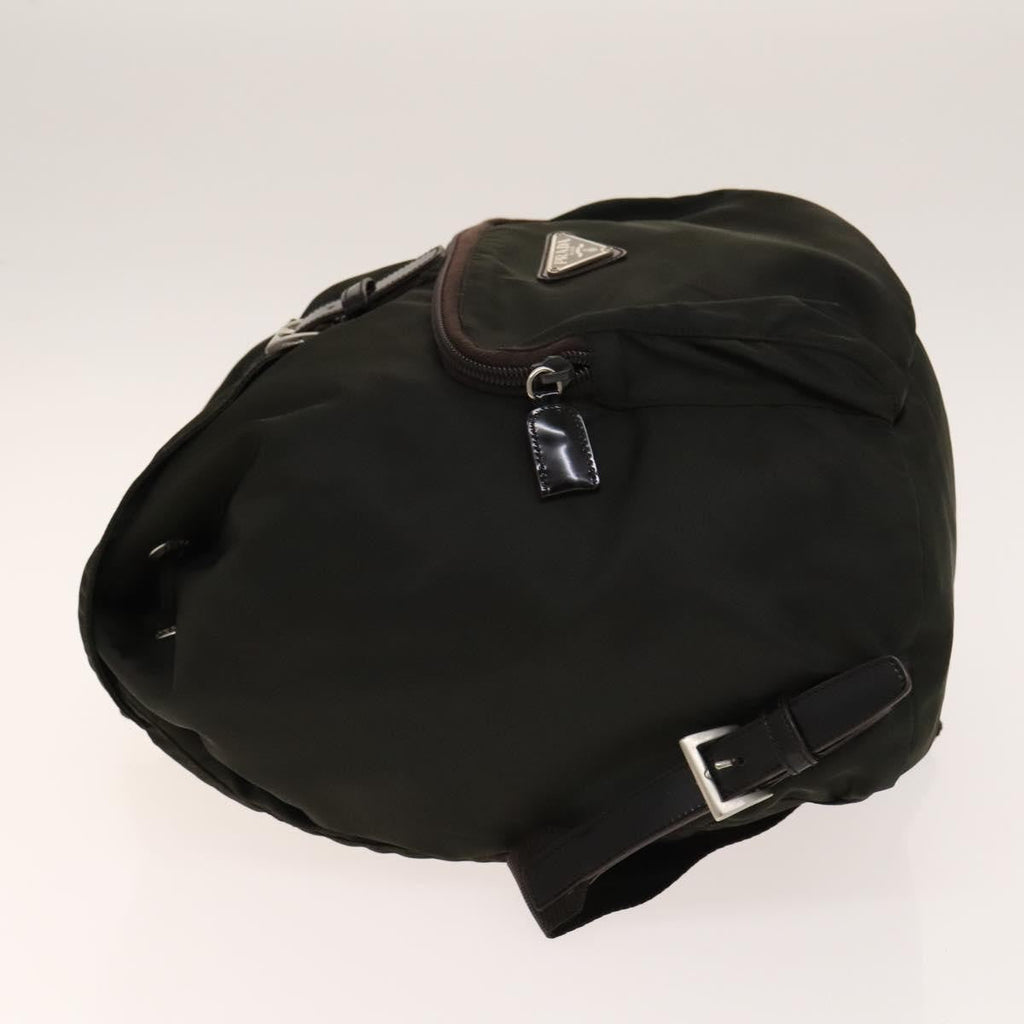 Prada Front Pocket Buckle Backpack Nylon Khaki Nylon Backpack Bag (Pre-Owned)
