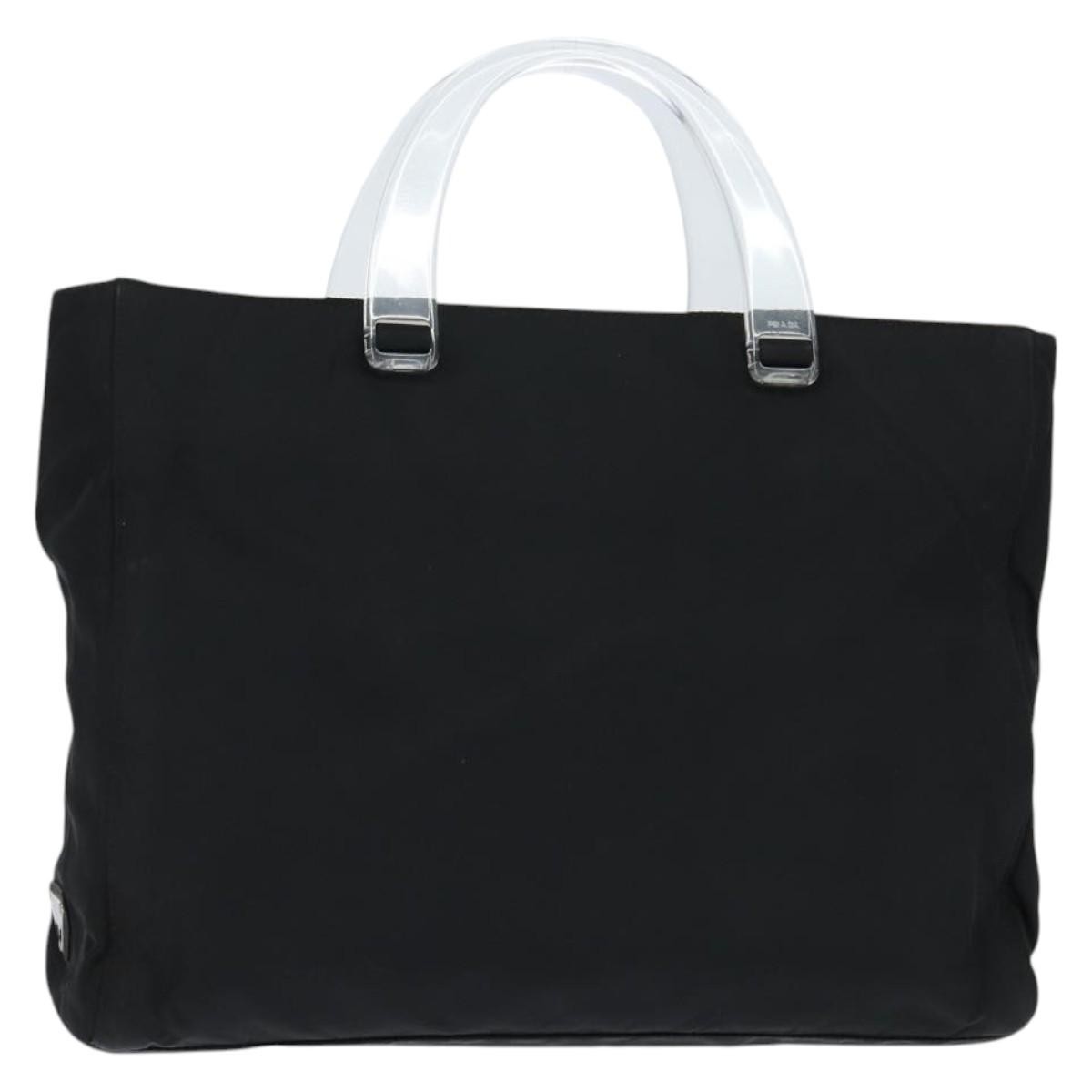 Prada Resin Handle Tote Tessuto Black Nylon Tote Bag Bag (Pre-Owned)