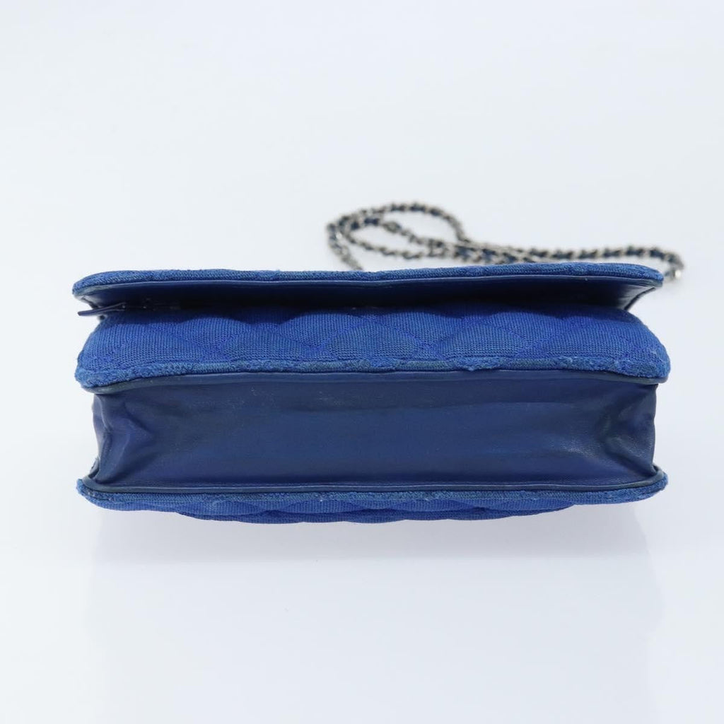 Chanel Wallet On Chain Canvas Navy Canvas Shoulder Bag Bag (Pre-Owned)