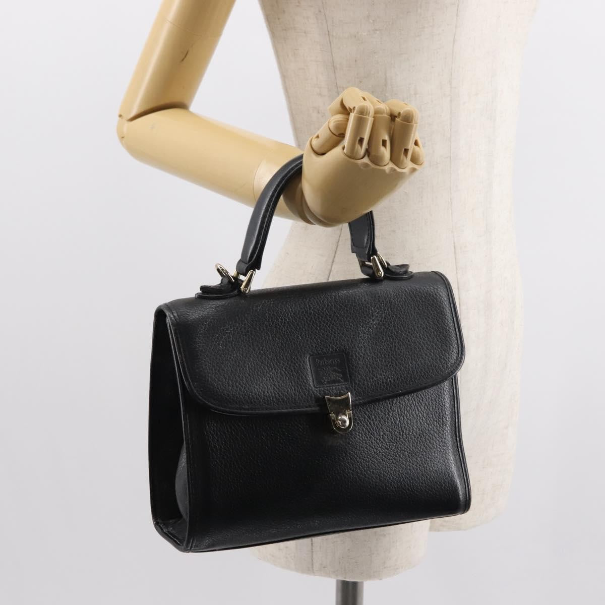 Burberry Vintage Handbag Leather Black Leather Handbag (Pre-Owned)