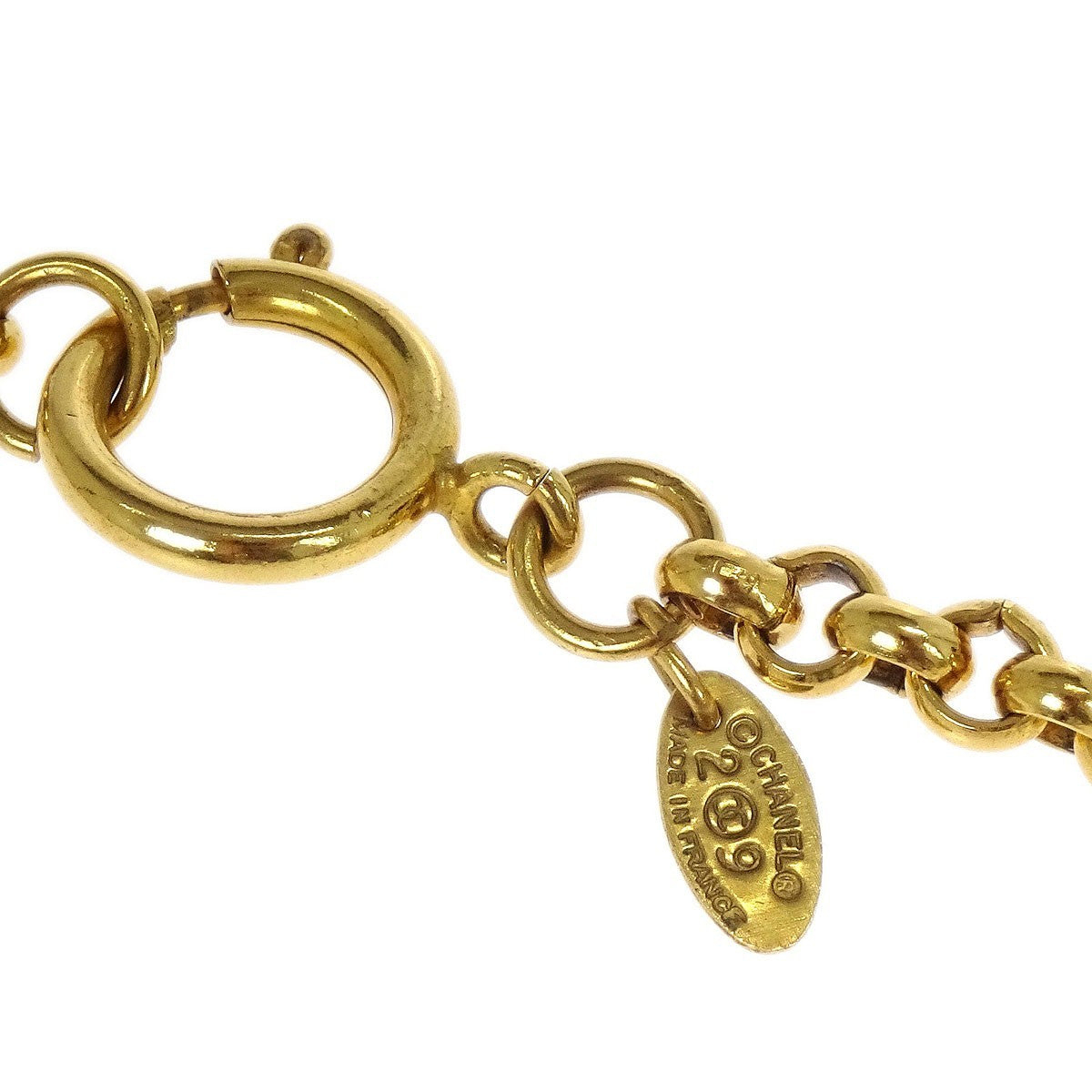 Chanel Vintage Cc Pendent Necklace Plated Metal Gold Gold_Plated Necklace Jewelry (Pre-Owned)