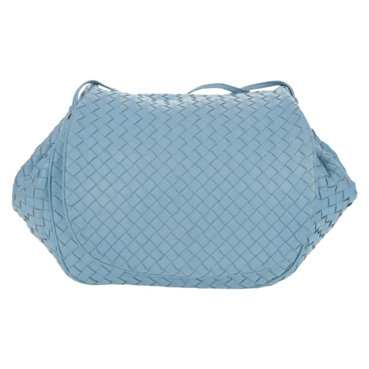 Bottega Veneta Intrecciato Shoulder Bag Leather Blue Leather Shoulder Bag Bag (Pre-Owned)
