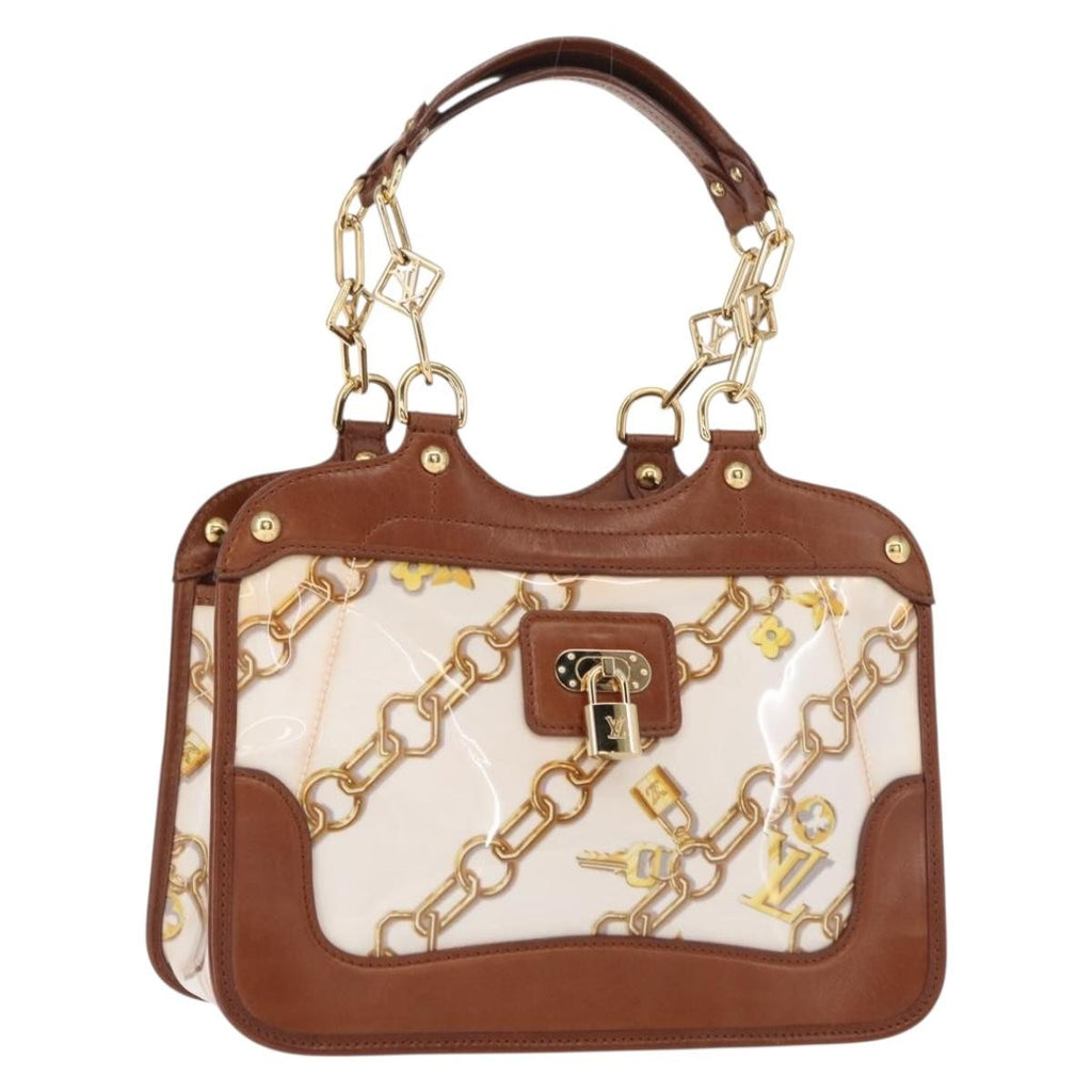 Louis Vuitton Charms Cabas Pvc Over Printed Silk Brown Canvas Handbag (Pre-Owned)