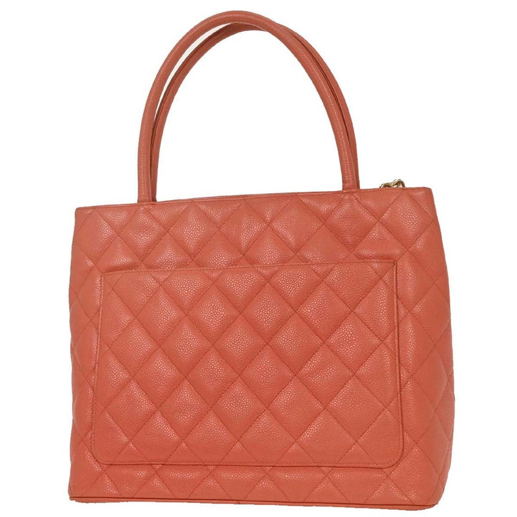 Chanel Medallion Tote Quilted Caviar Pink Leather Tote Bag Bag (Pre-Owned)