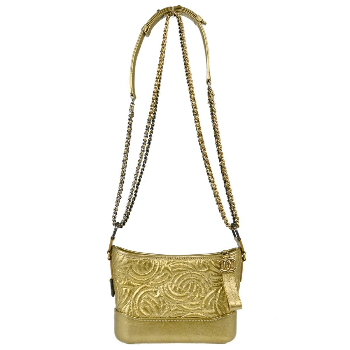 Chanel Gabrielle Hobo Quilted Metallic Aged Calfskin Gold Leather Shoulder Bag Bag (Pre-Owned)