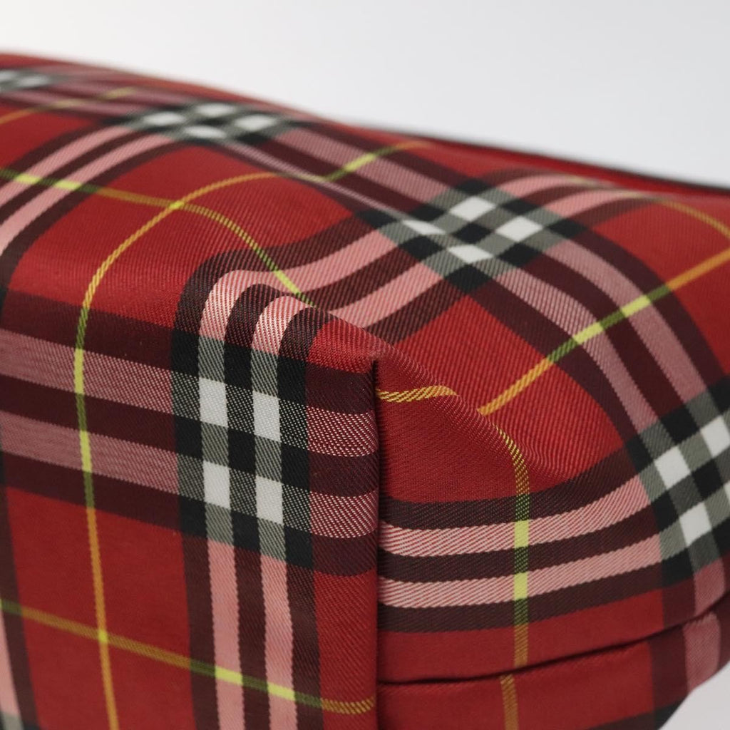 Burberry Nova Check Handbag Leather And Nylon Red Nylon Handbag (Pre-Owned)
