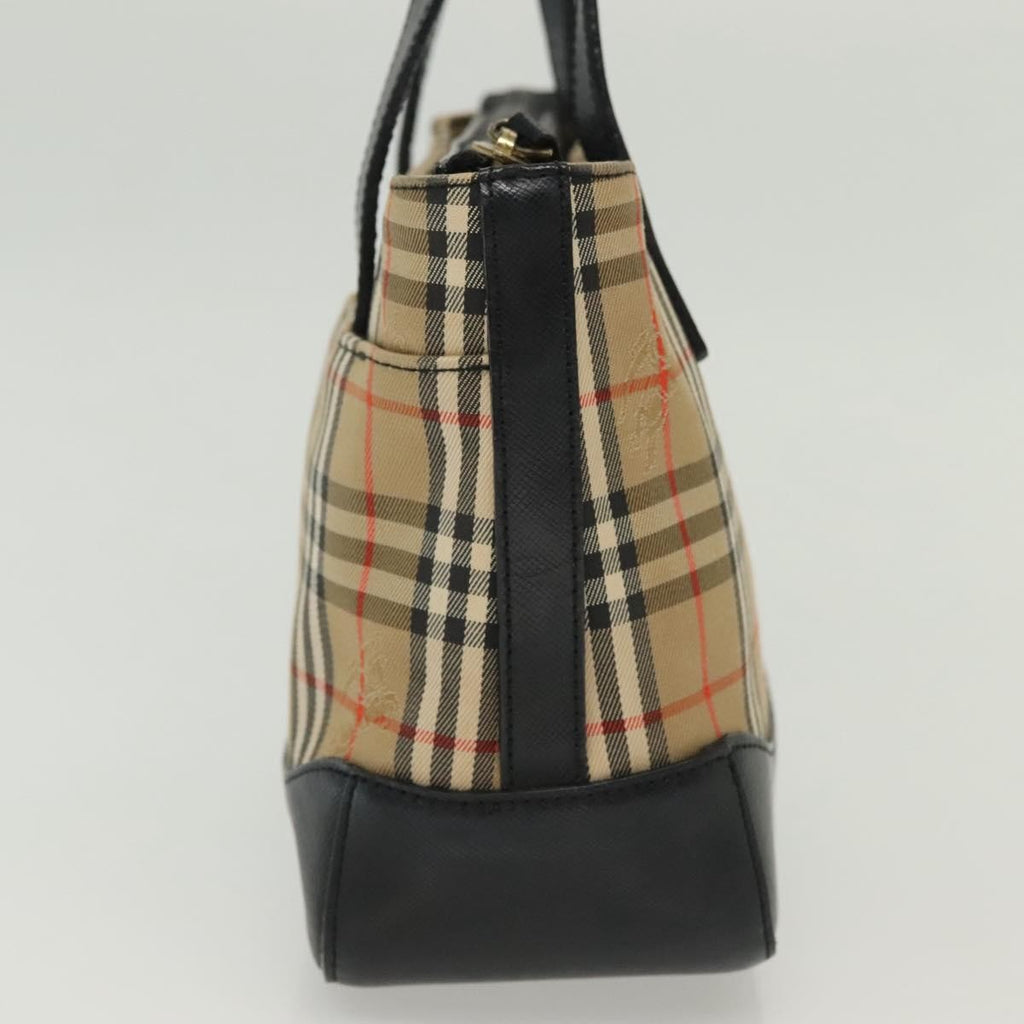 Burberry Nova Handbag Check Pattern Beige Canvas Bag (Pre-Owned)