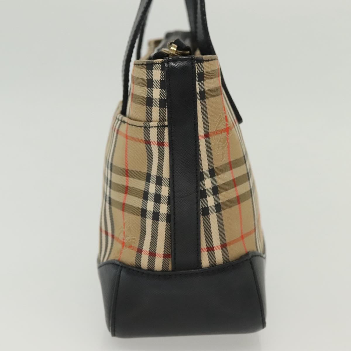 Burberry Nova Handbag Check Pattern Beige Canvas Bag (Pre-Owned)