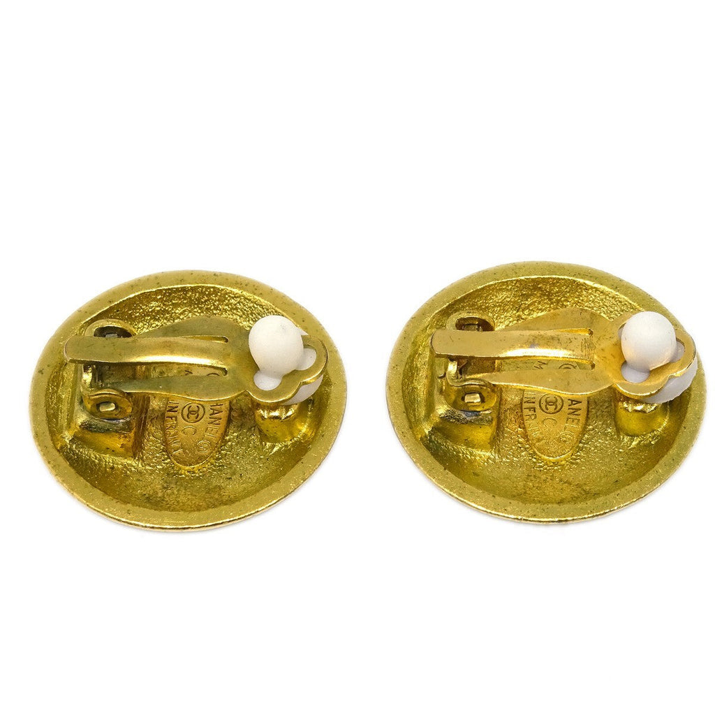 Chanel Vintage Cc Round Clip-On Earrings Metal Gold Gold_Plated Earrings Jewelry (Pre-Owned)