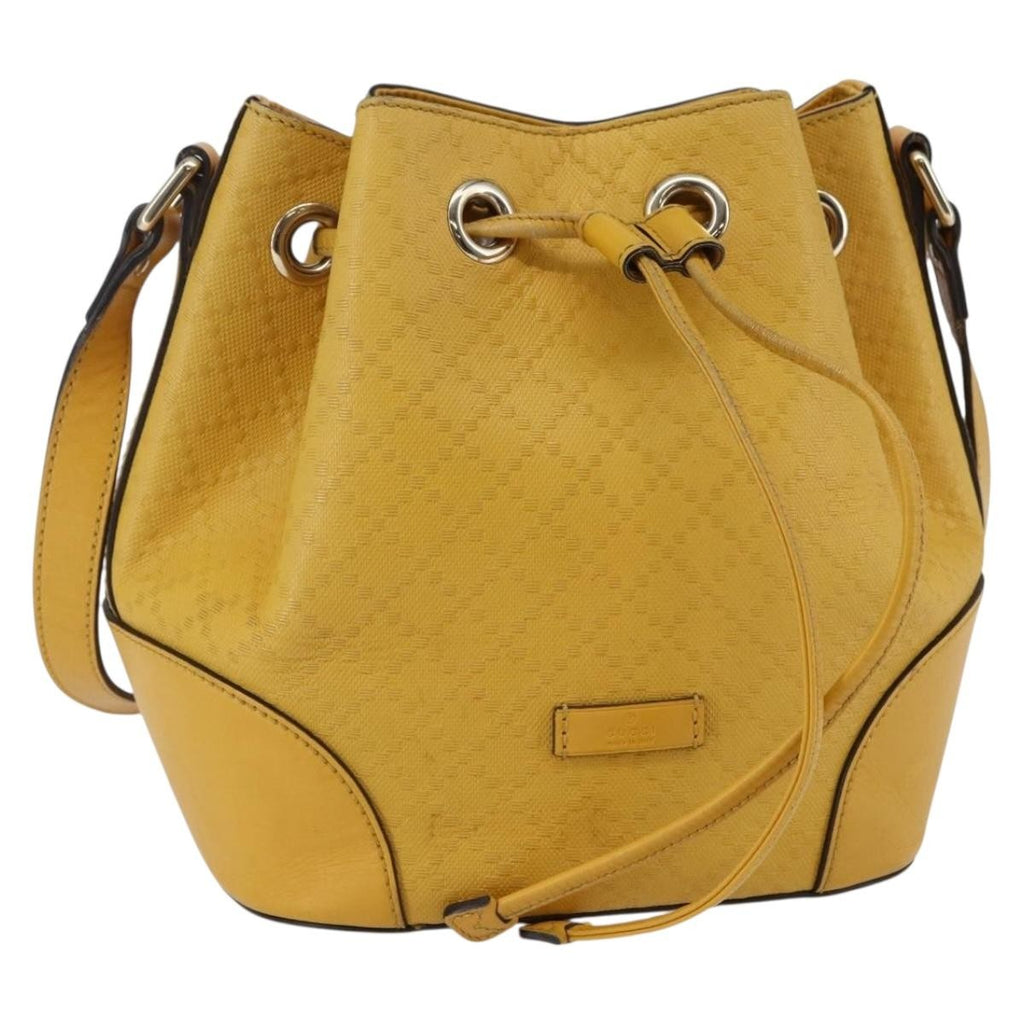 Gucci Bright Bucket Bag Diamante Leather Yellow Leather Shoulder Bag Bag (Pre-Owned)