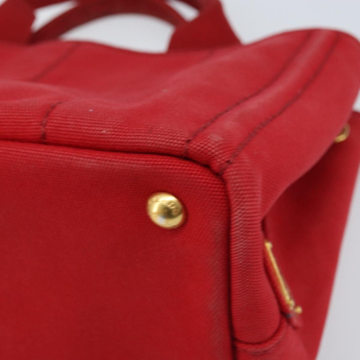 Prada Canapa Tote Canvas Red Canvas Tote Bag Bag (Pre-Owned)