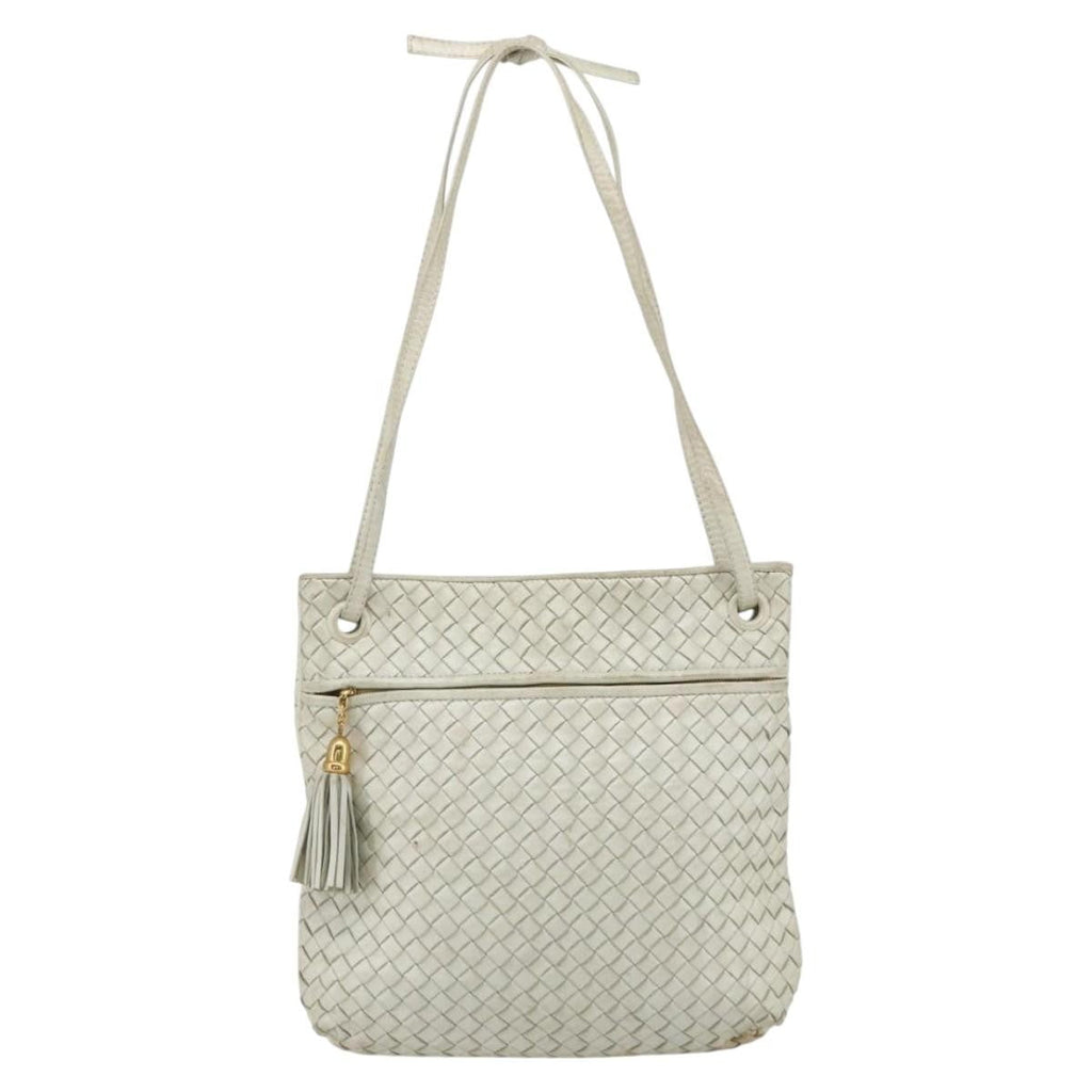 Bottega Veneta Intrecciato Shoulder Bag Leather White Leather Shoulder Bag Bag (Pre-Owned)