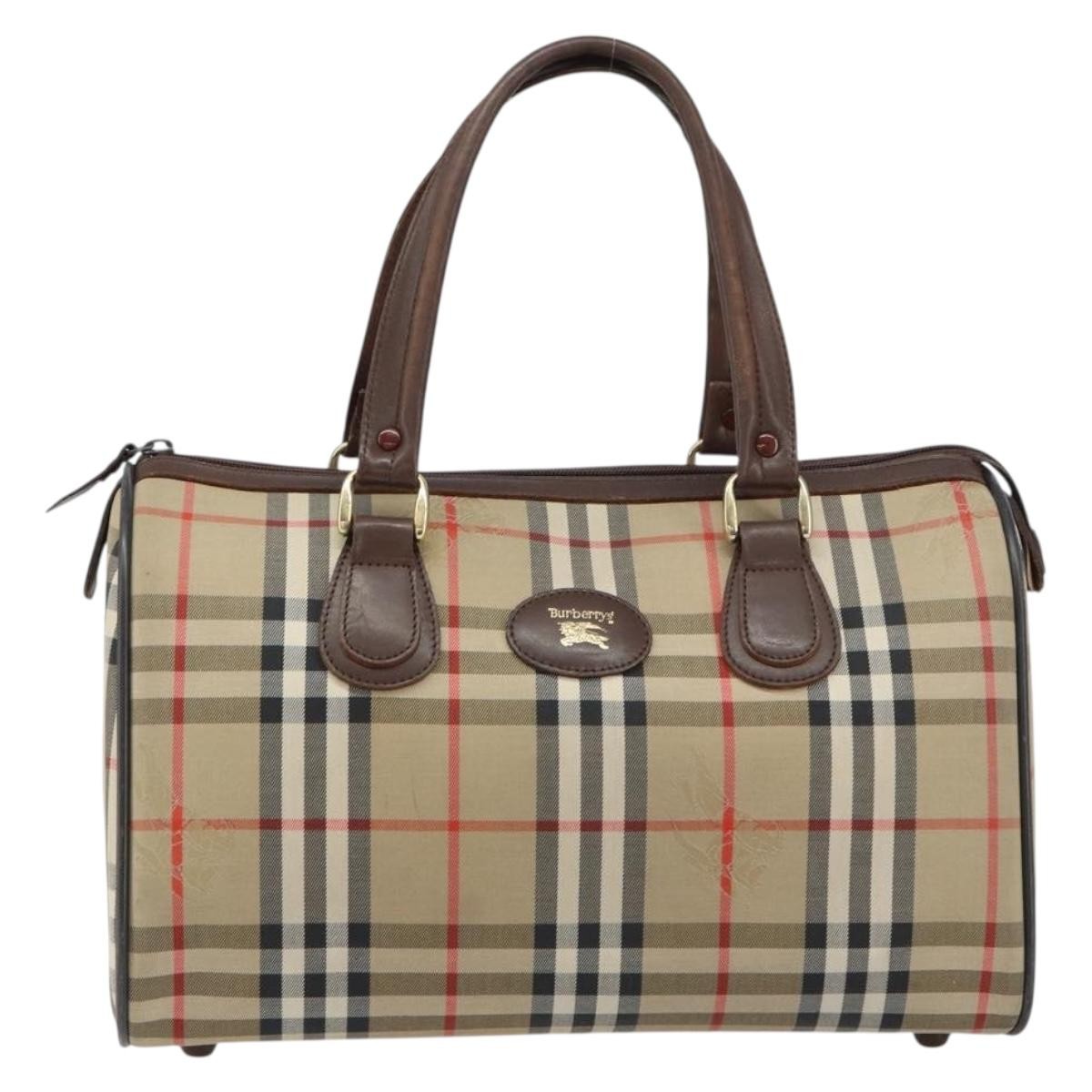 Burberry Nova Check Handbag Nova Check Canvas Beige Canvas Handbag (Pre-Owned)