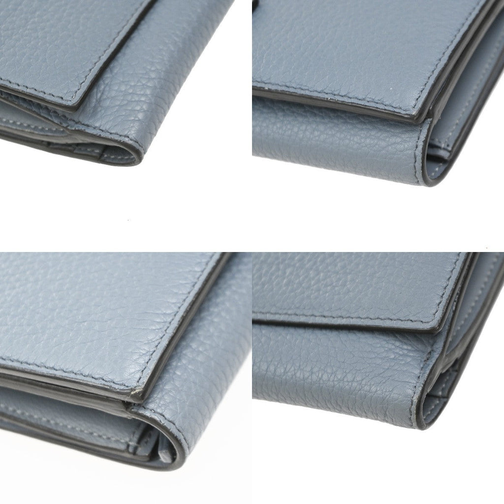 Fendi Peekaboo Wallet Leather Blue Leather Wallets Accessory (Pre-Owned)