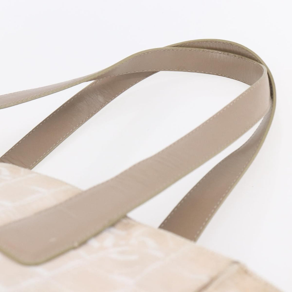 Chanel Travel Line Tote Nylon Beige Nylon Tote Bag Bag (Pre-Owned)