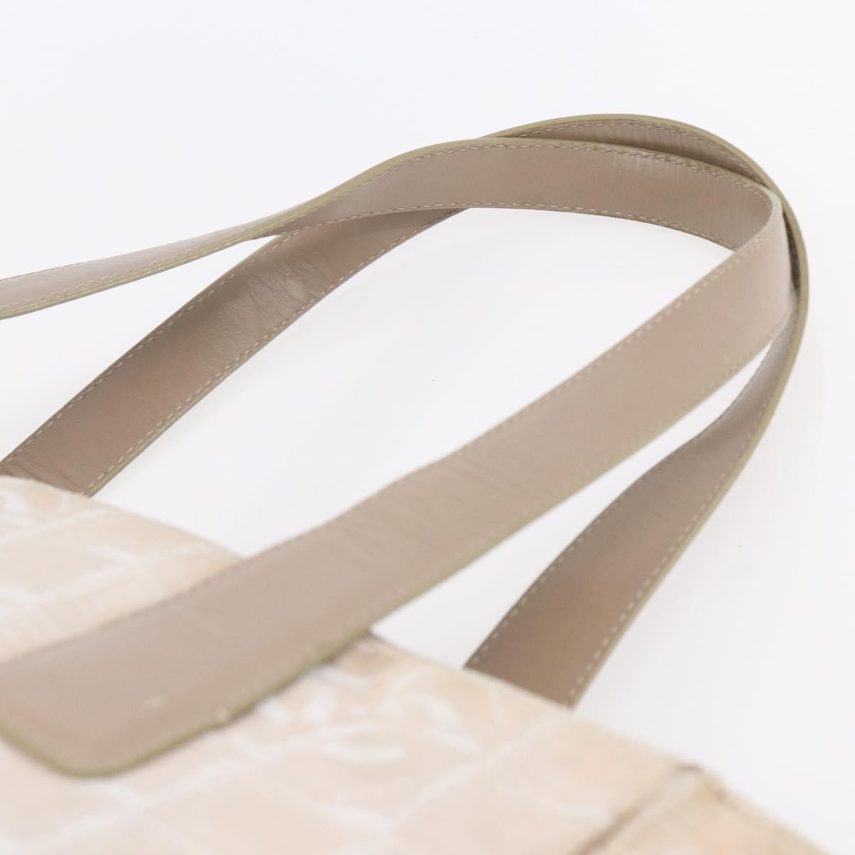 Chanel Travel Line Tote Nylon Beige Nylon Tote Bag Bag (Pre-Owned)