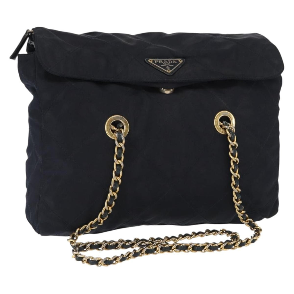 Prada Chain Shoulder Bag Tessuto Navy Nylon Shoulder Bag Bag (Pre-Owned)