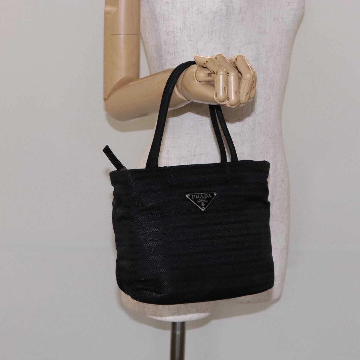 Prada Vintage Zip Handbag Tessuto Black Nylon Handbag (Pre-Owned)