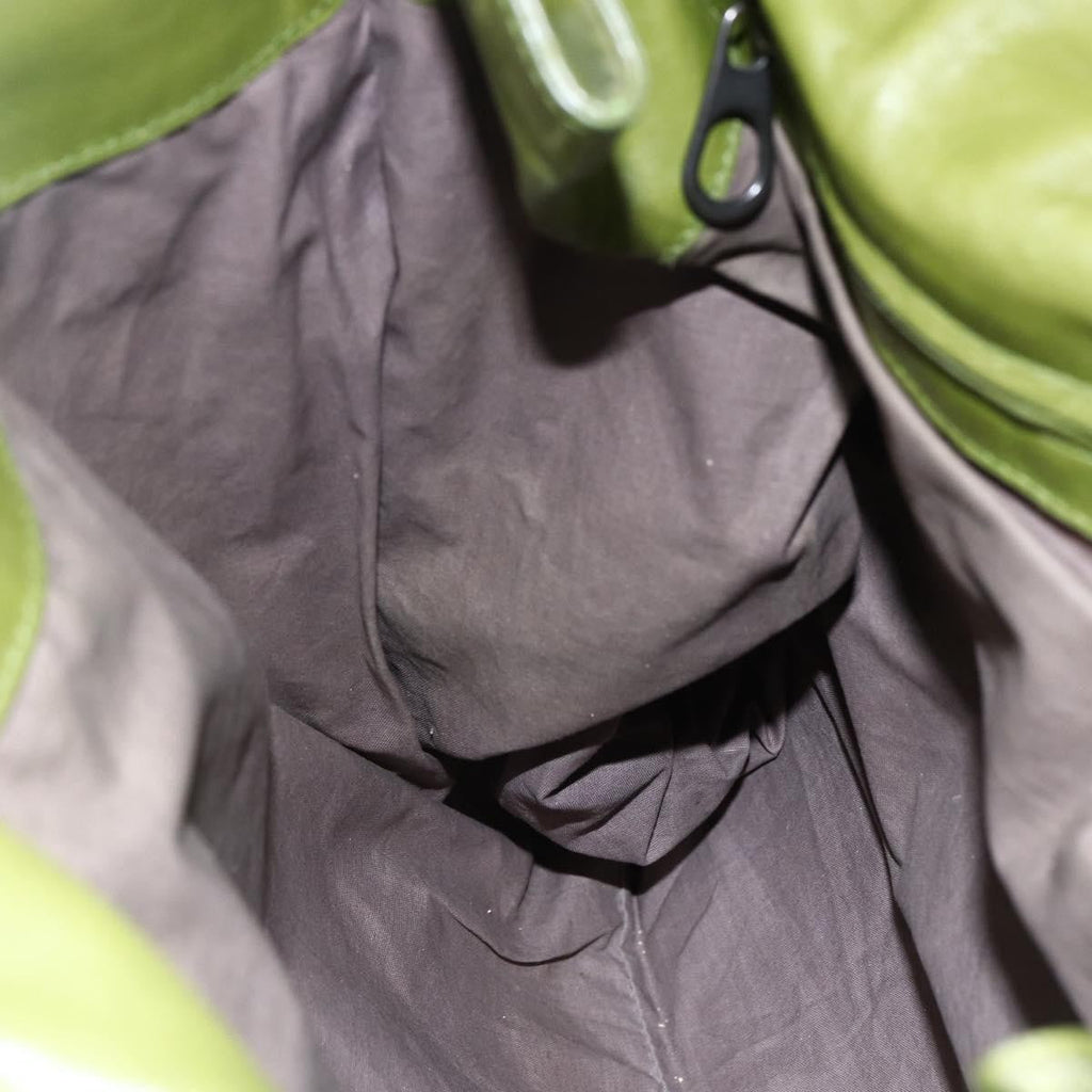 Bottega Veneta Intrecciato Leather Green Leather Shoulder Bag Bag (Pre-Owned)