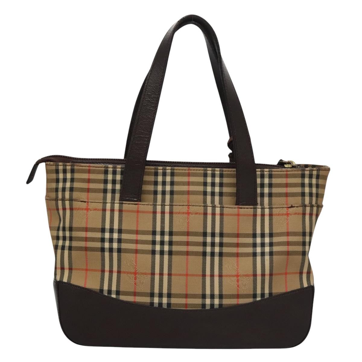 Burberry Nova Check Handbag Nova Check Canvas And Leather Beige Canvas Handbag (Pre-Owned)