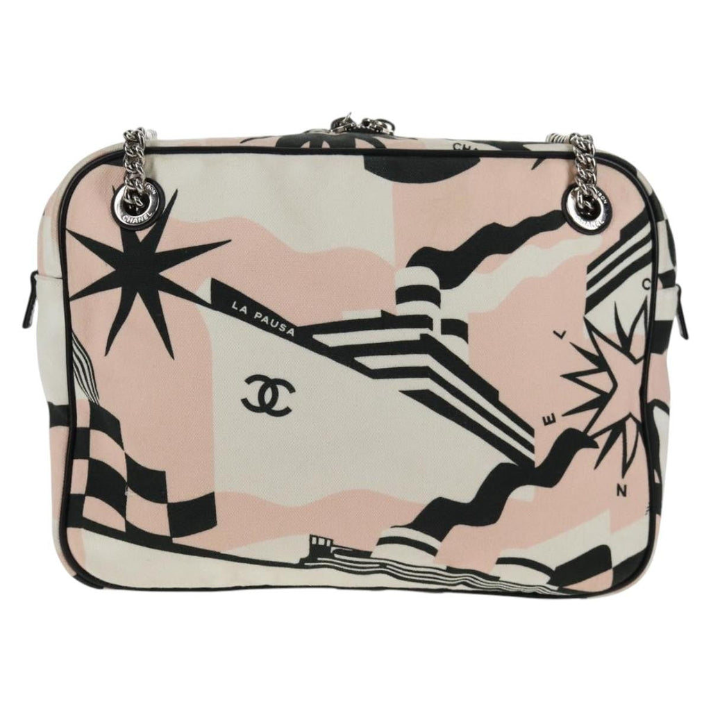 Chanel La Pausa Bay Camera Case Bag Printed Canvas Pink Canvas Bag (Pre-Owned)