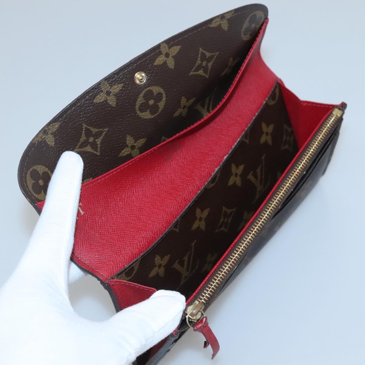 Louis Vuitton Emilie Wallet Monogram Canvas Red Canvas Wallets Accessory (Pre-Owned)