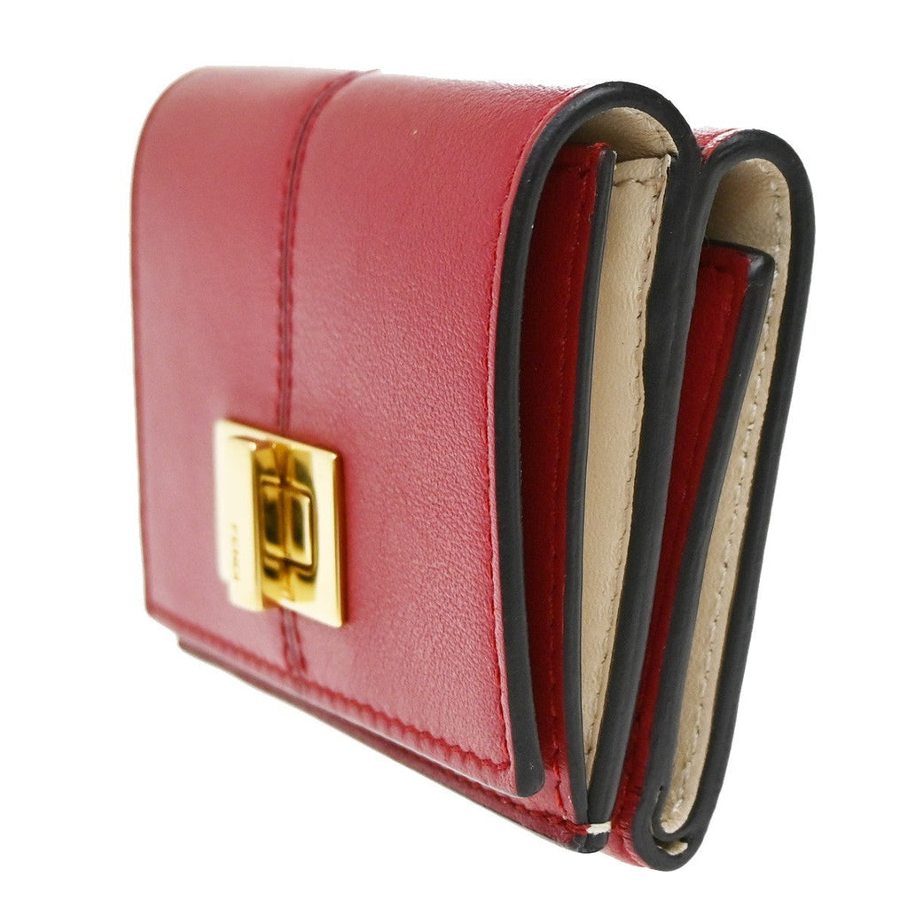 Fendi Peekaboo Wallet Leather Red Leather Wallets Accessory (Pre-Owned)