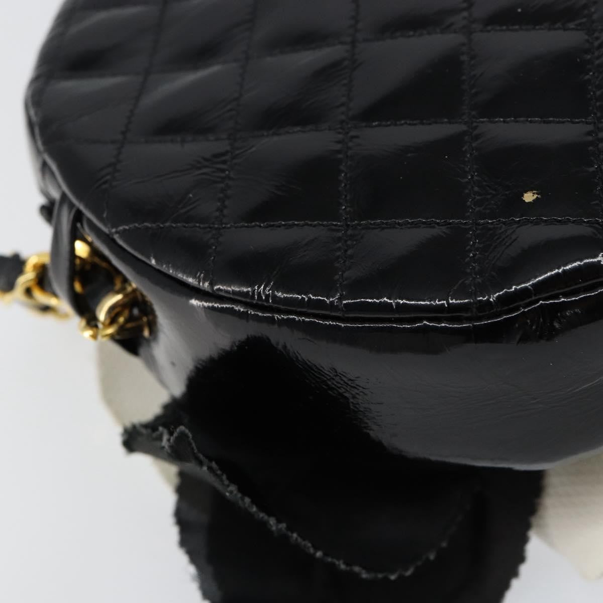 Chanel Vintage Camellia Round Evening Bag Lambskin And Satin Black Patent_Leather Clutche & Pouche Bag (Pre-Owned)