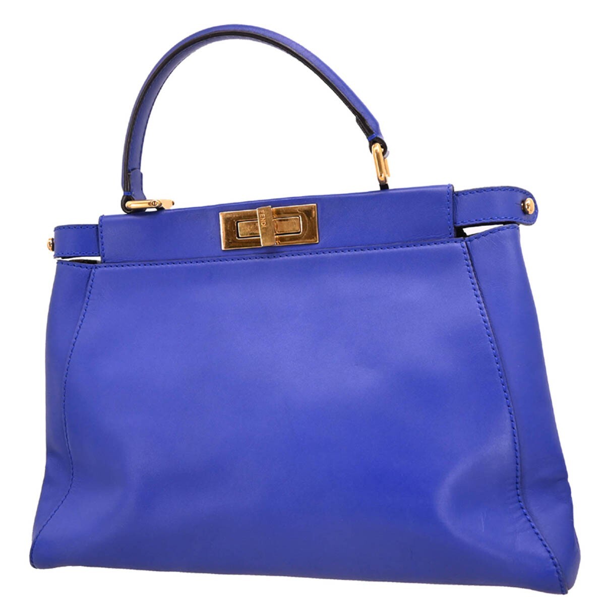 Fendi Peekaboo Bag Soft Leather Blue Leather Handbag (Pre-Owned)