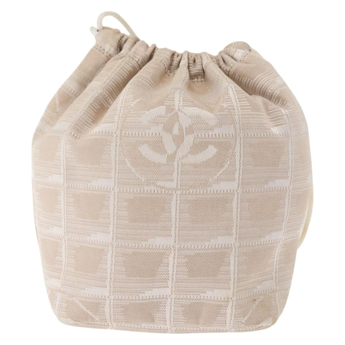 Chanel Travel Line Pouch Nylon Beige Nylon Clutche & Pouche Bag (Pre-Owned)