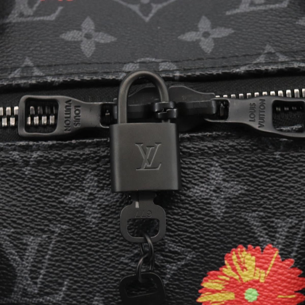 Louis Vuitton Keepall Bandouliere Bag Limited Edition Foliage Monogram Eclipse Black Canvas Travel Bag Bag (Pre-Owned)