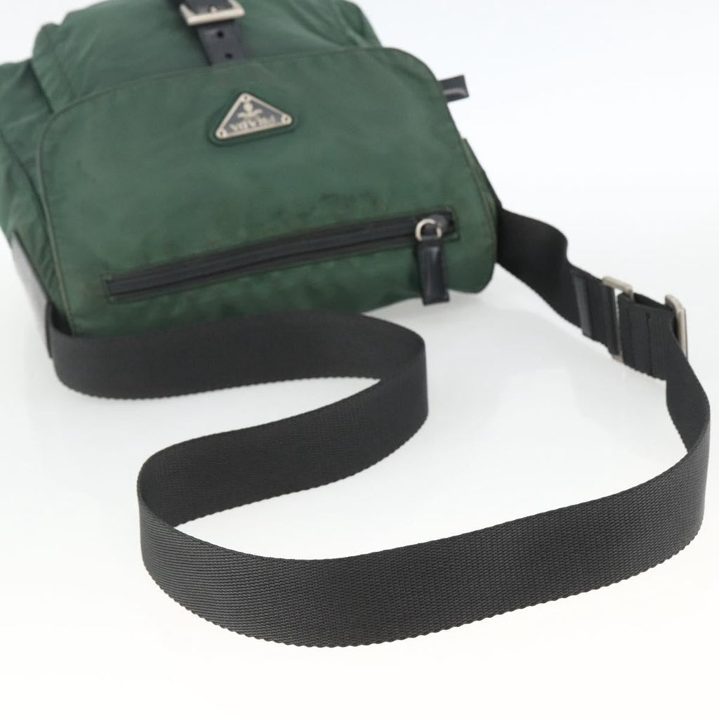 Prada Buckle Messenger Bag Tessuto Green Nylon Shoulder Bag Bag (Pre-Owned)