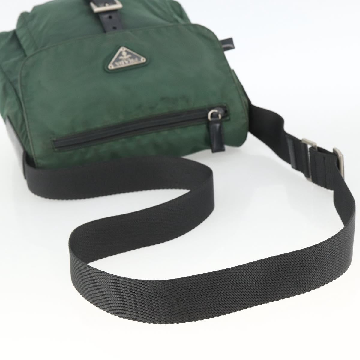 Prada Buckle Messenger Bag Tessuto Green Nylon Shoulder Bag Bag (Pre-Owned)