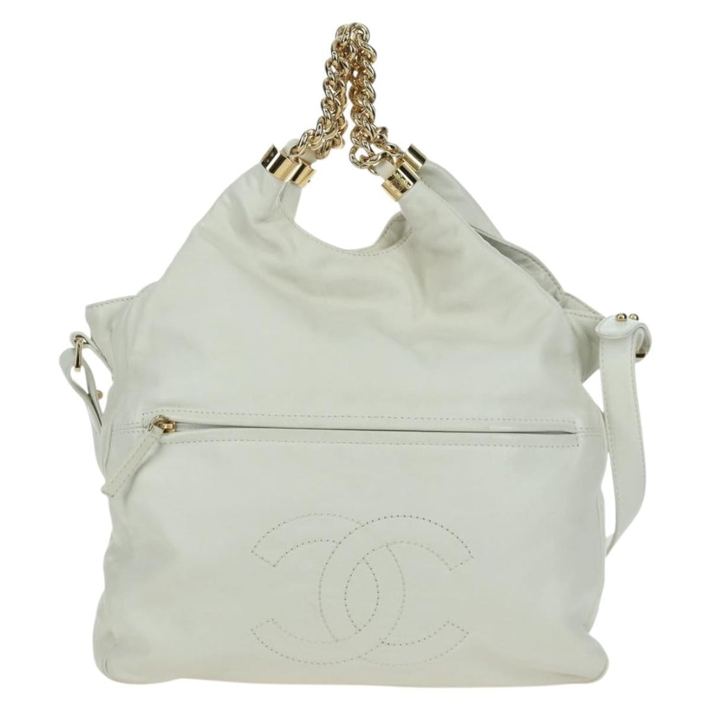 Chanel Rodeo Drive Hobo Leather White Leather Handbag (Pre-Owned)
