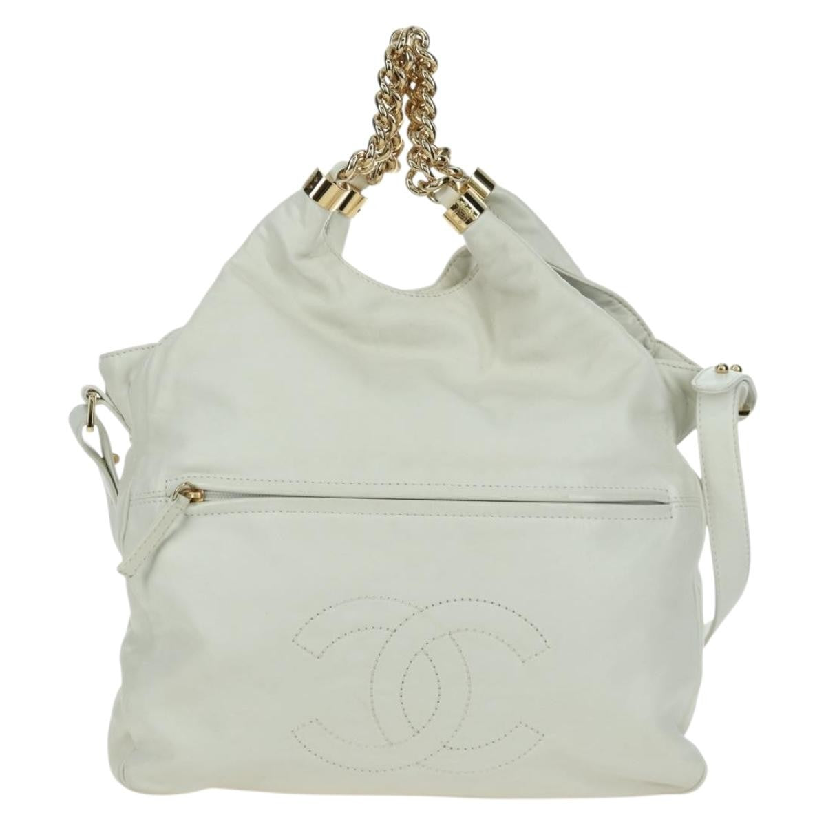 Chanel Rodeo Drive Hobo Leather White Leather Handbag (Pre-Owned)