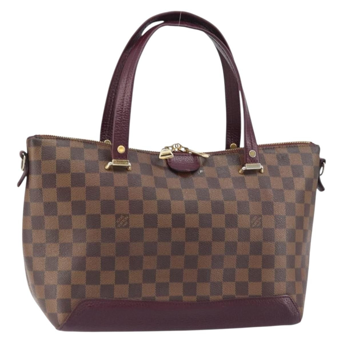 Louis Vuitton Hyde Park Handbag Damier With Leather Brown Canvas Handbag (Pre-Owned)