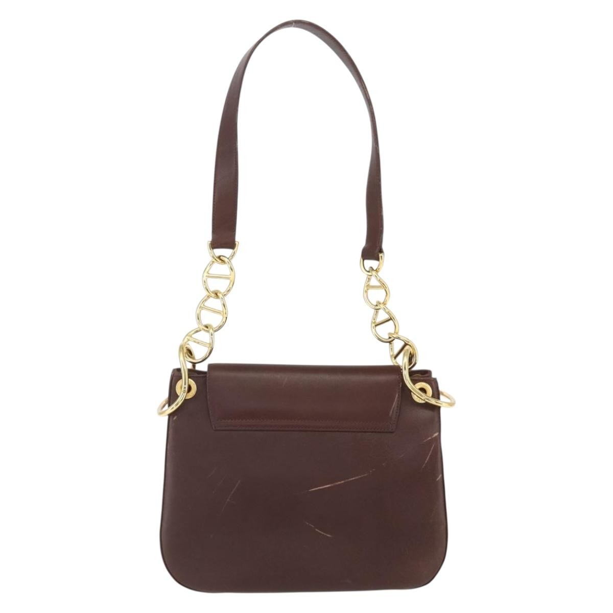 Prada Vintage Shoulder Bag Leather Brown Leather Shoulder Bag Bag (Pre-Owned)