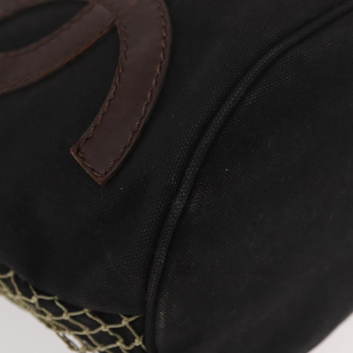 Chanel Camellia Shoulderbag Canvas Black Canvas Shoulder Bag Bag (Pre-Owned)