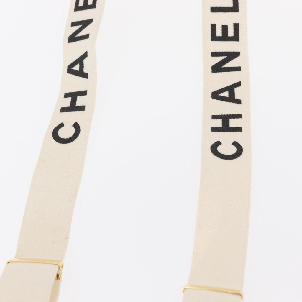 Chanel Logo Suspenders Canvas White Canvas Belts Accessory (Pre-Owned)