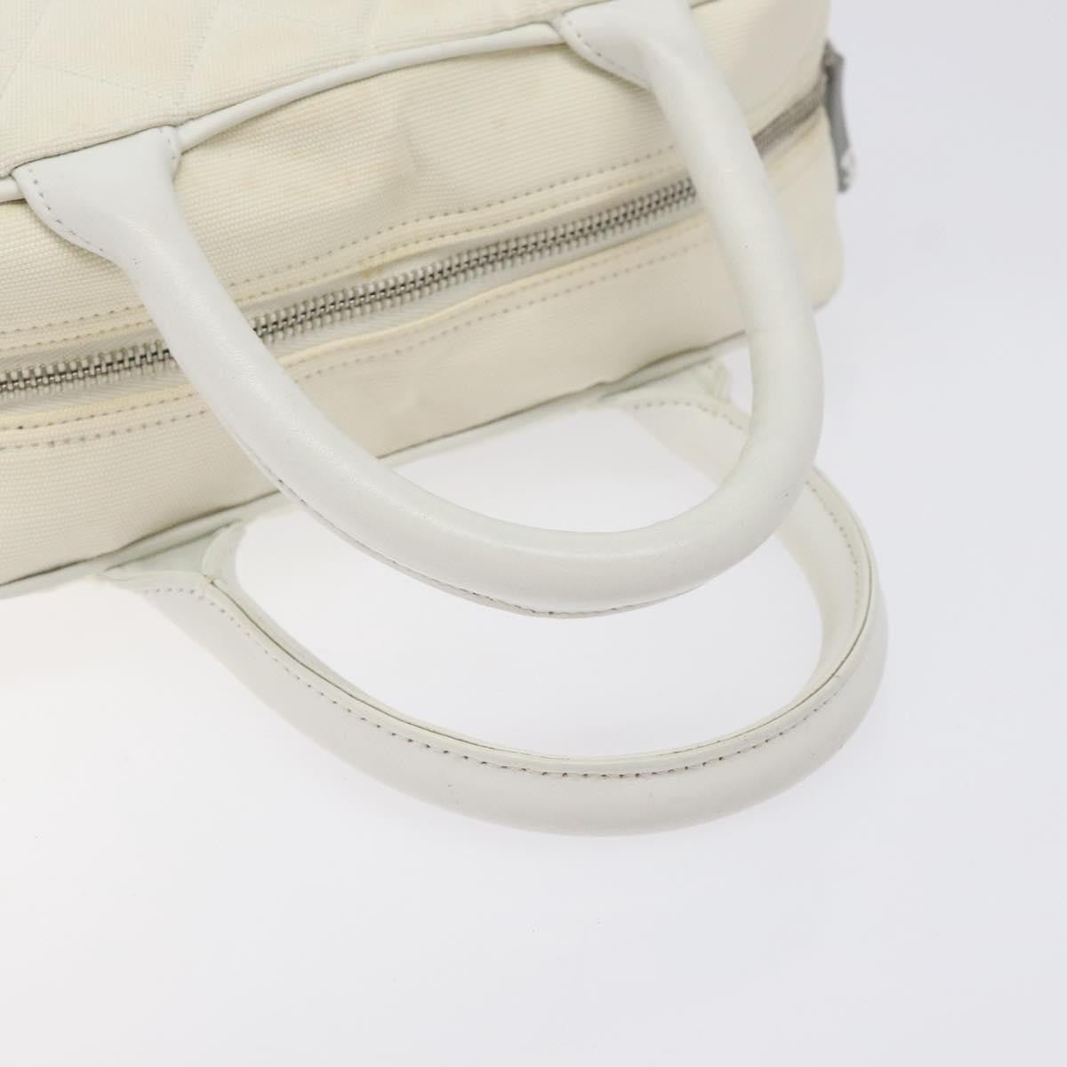 Chanel Vintage Logo Bowler Bag Quilted Canvas White Canvas Handbag (Pre-Owned)