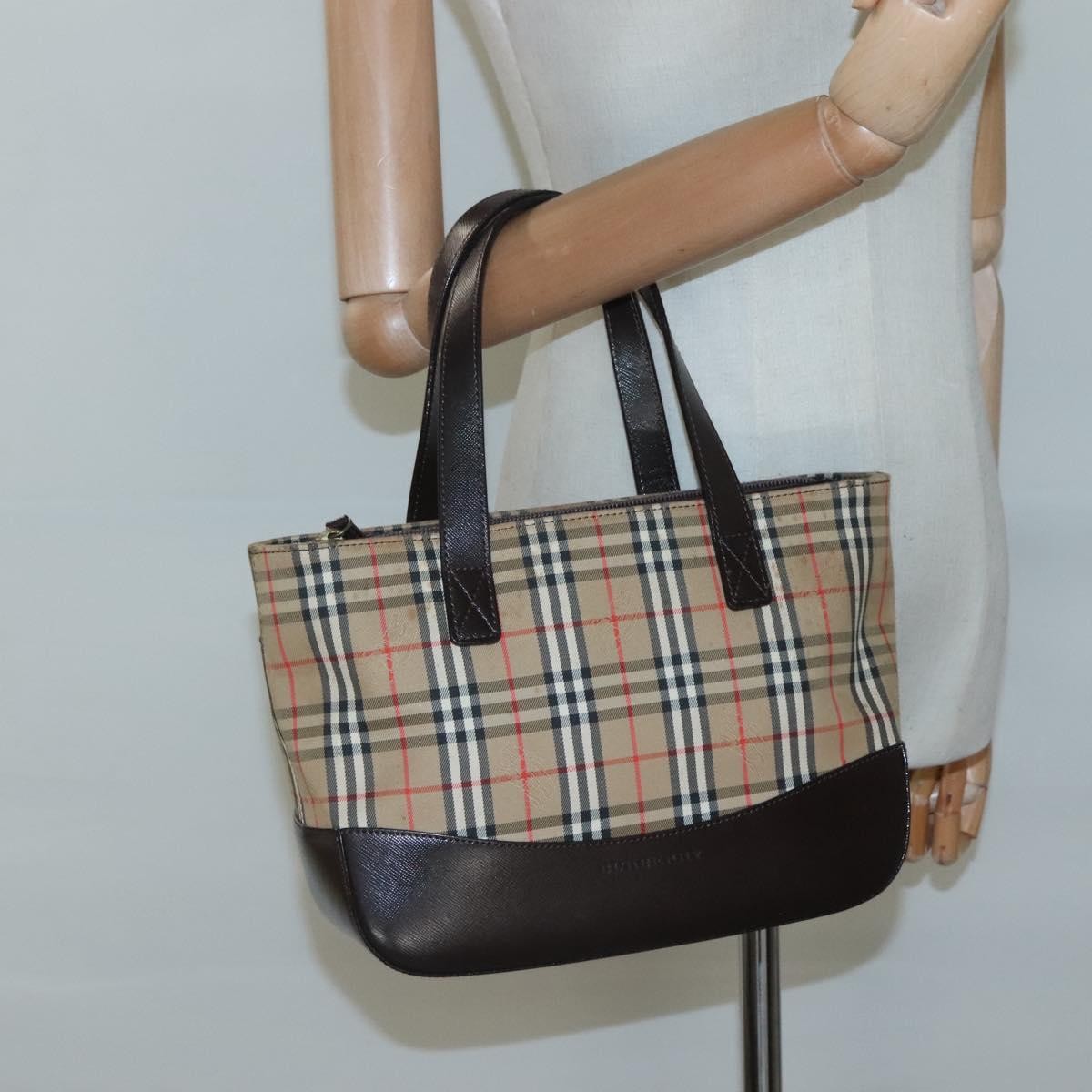 Burberry Nova Check Handbag Nova Check Canvas And Leather Beige Canvas Handbag (Pre-Owned)