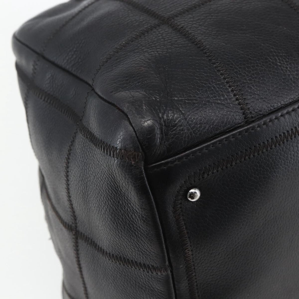 Chanel Chocolate Bar Cc Bowler Bag Caviar Skin Black Leather Handbag (Pre-Owned)