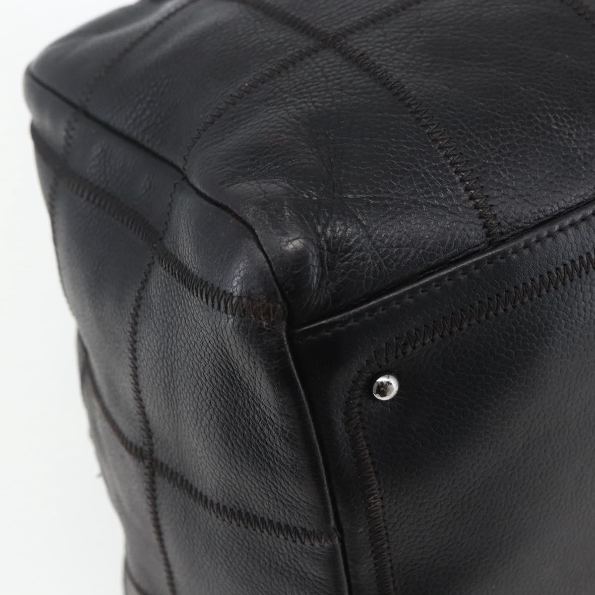 Chanel Chocolate Bar Cc Bowler Bag Caviar Skin Black Leather Handbag (Pre-Owned)