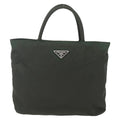 Prada Vintage Zip Handbag Tessuto Khaki Nylon Handbag (Pre-Owned)