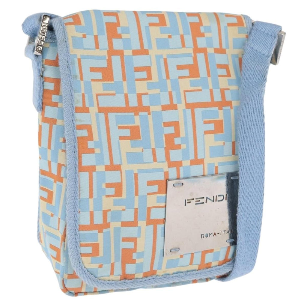 Fendi Logo Zucca Shoulder Bag Zucca Blue Canvas Shoulder Bag Bag (Pre-Owned)