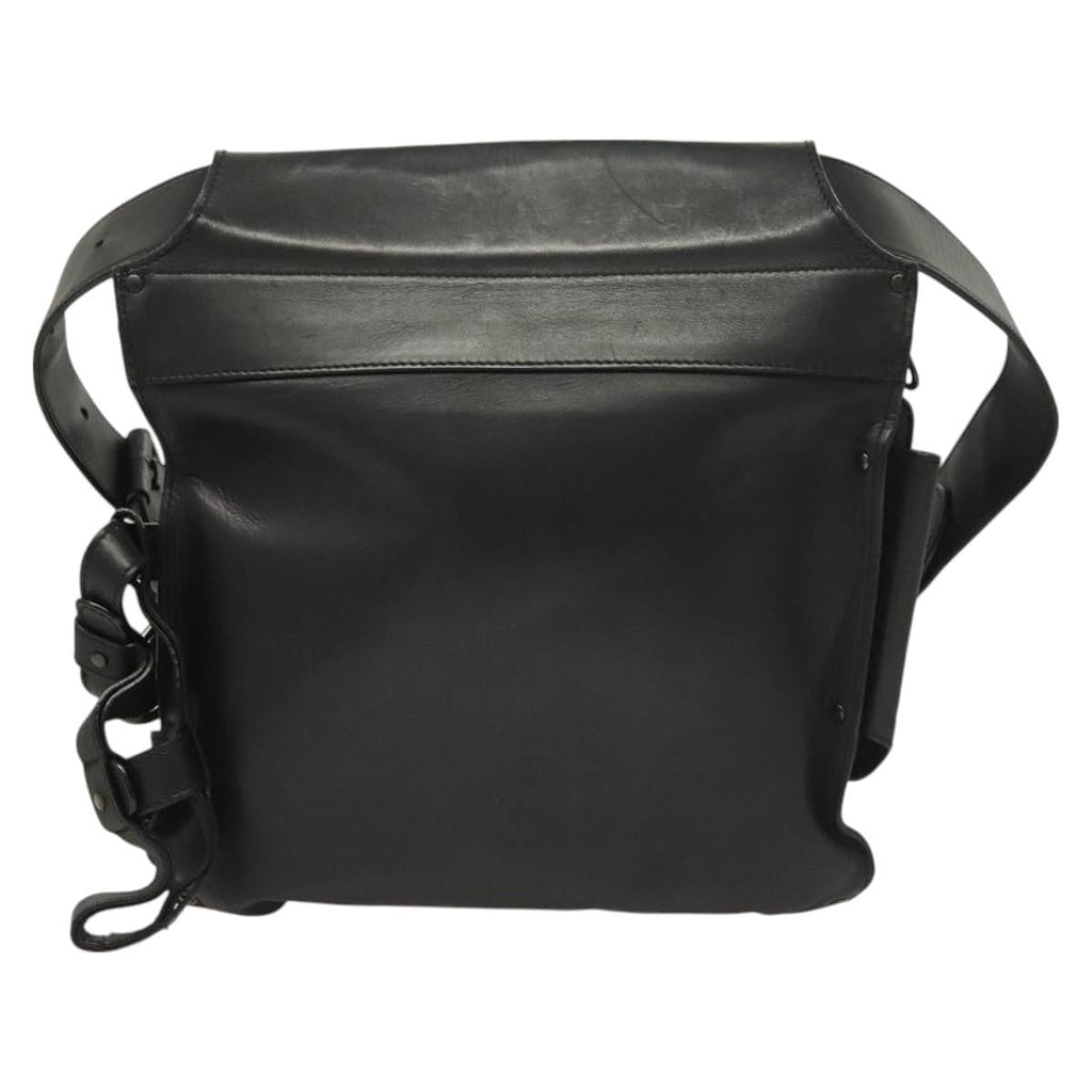 Bottega Veneta Utility Waist Bag Leather With Intrecciato Black Leather Bag (Pre-Owned)