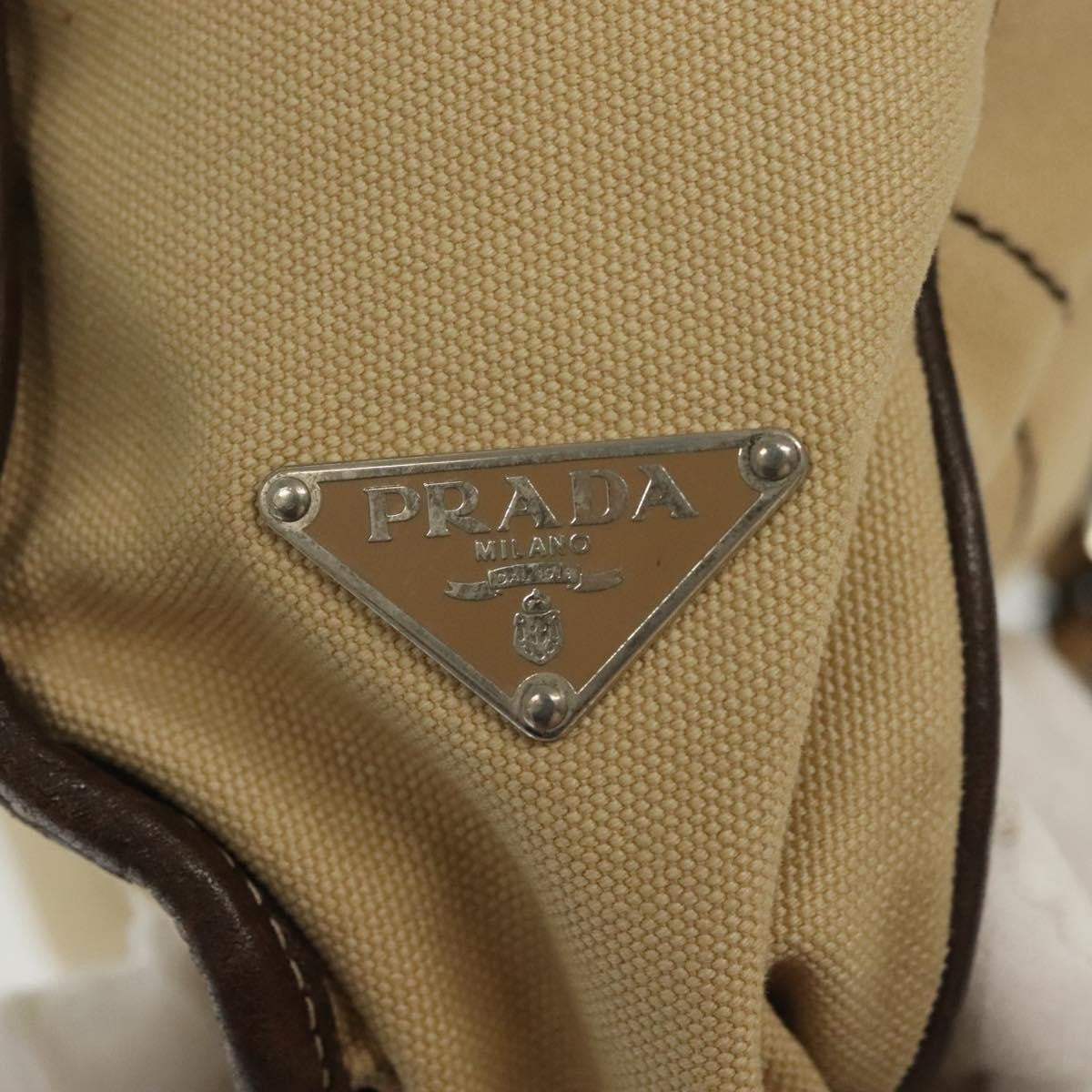 Prada Vintage Shoulder Bag Canvas Beige Canvas Shoulder Bag Bag (Pre-Owned)