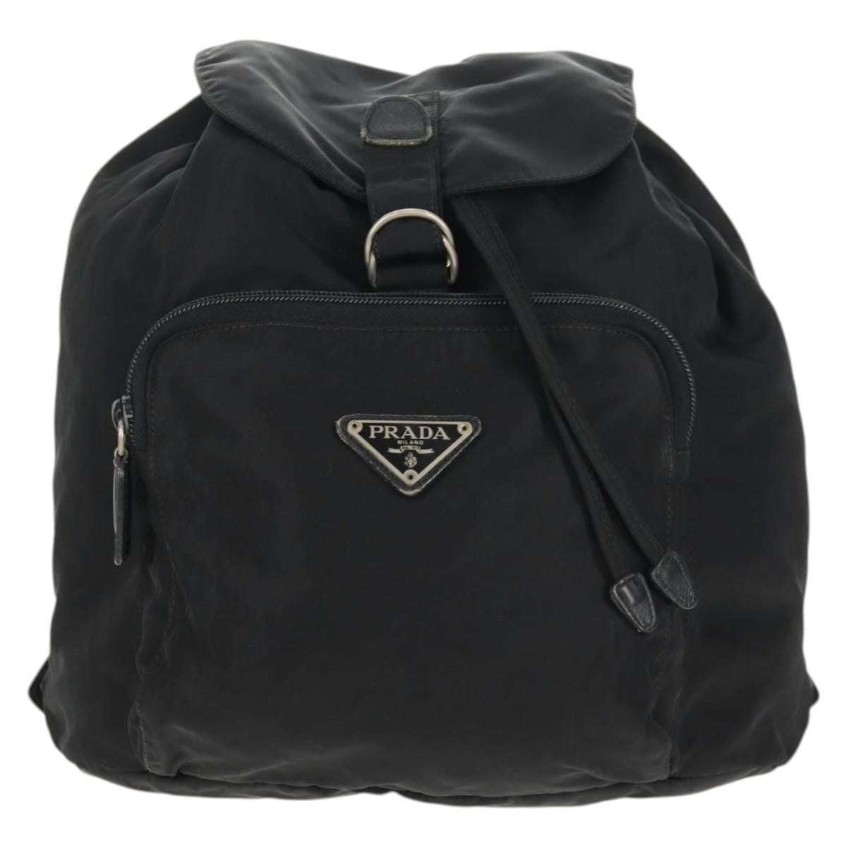 Prada Front Pocket Backpack Tessuto Black Nylon Backpack Bag (Pre-Owned)